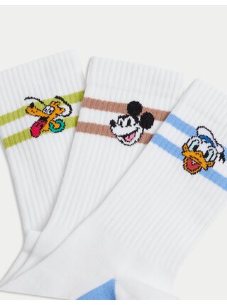 Sada tří párů dětských ponožek s motivem Disney v bílé barvě Marks & Spencer     