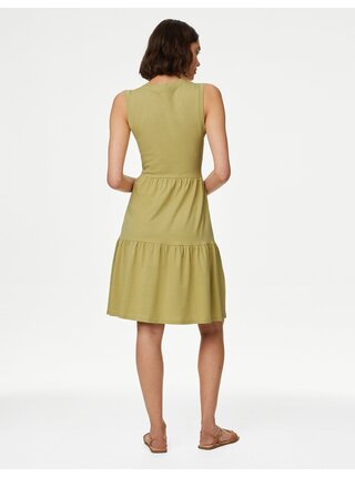 Světle zelené dámské šaty s volánem Marks & Spencer
