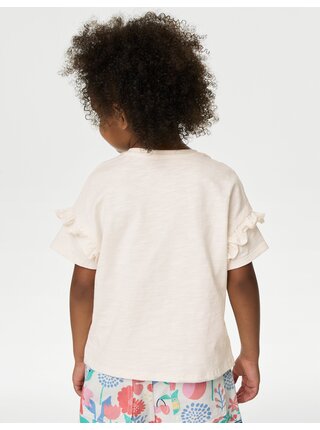 Krémové holčičí tričko s flitry Marks & Spencer