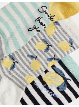 Súprava troch párov členkových ponožiek Sumptuously Soft™ s motivom citrónov Marks & Spencer