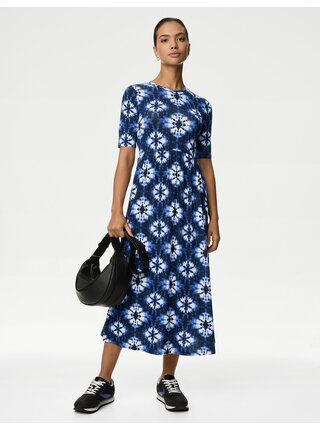 Modré dámske džersejové midi šaty Marks & Spencer