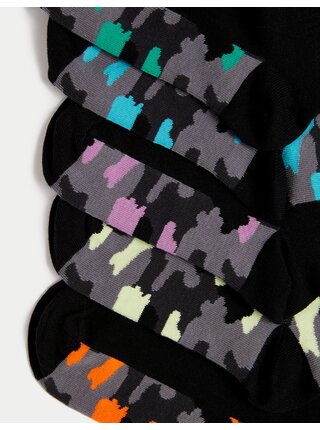 Sada pěti párů klučičích vzorovaných ponožek v černé barvě Marks & Spencer 