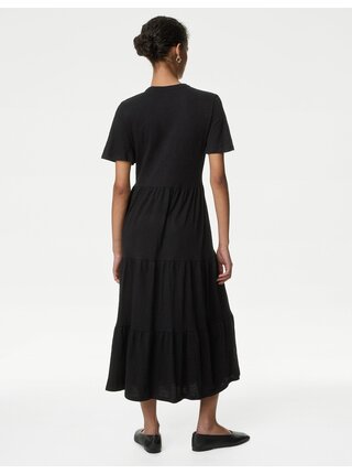 Černé dámské žerzejové midi šaty s volánem Marks & Spencer 