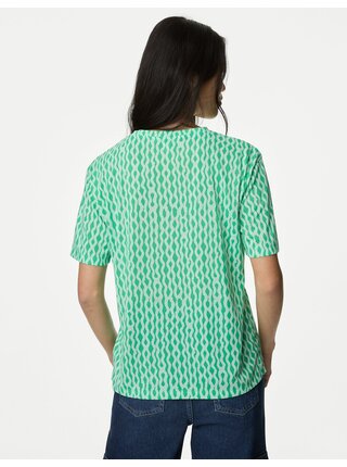 Zelené dámske vzorované voľné tričko Marks & Spencer
