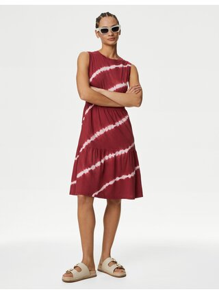 Červené dámske vzorované šaty s volánom Marks & Spencer