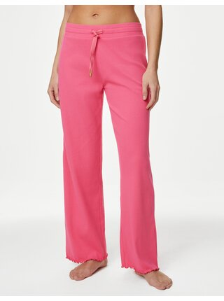 Růžové dámské žebrované pyžamové kalhoty Marks & Spencer 