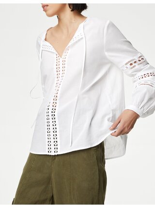 Biela dámska blúzka z čistej bavlny Marks & Spencer