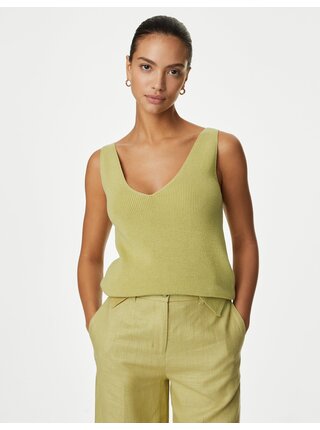 Zelené dámske pletené tielko s vysokým podielom bavlny Marks & Spencer