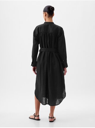 Čierne dámske ľanové midi šaty GAP