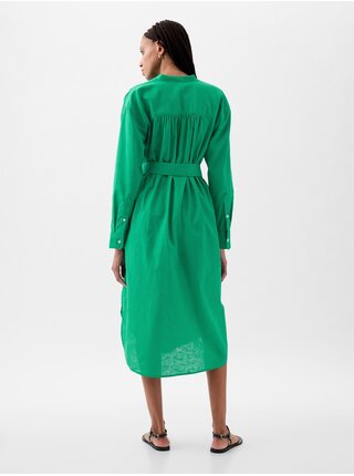 Zelené dámské lněné midi šaty GAP