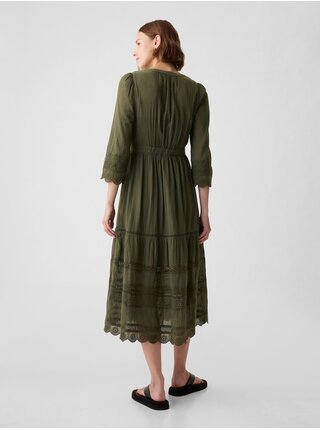 Zelené dámske krajkové midi šaty GAP