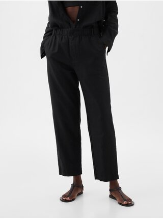 Černé dámské lněné kalhoty GAP