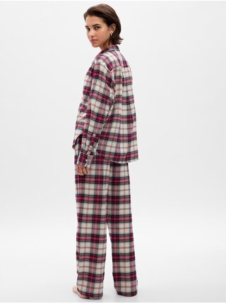 Krémovo-červené dámske flanelové pyžamo GAP