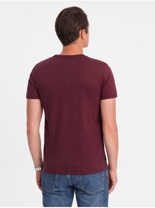 Vínové pánské basic tričko Ombre Clothing