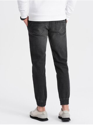 Tmavě šedé pánské džíny s potrhaným efektem Ombre Clothing