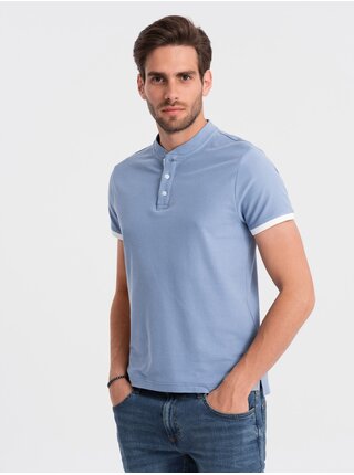Světlě modré pánské polo tričko Ombre Clothing