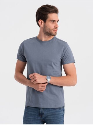 Šedomodré pánské basic tričko Ombre Clothing