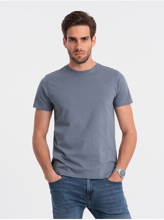 Sivomodré pánske basic tričko Ombre Clothing