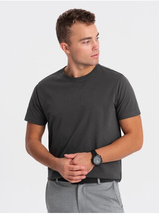 Tmavě šedé pánské basic tričko Ombre Clothing
