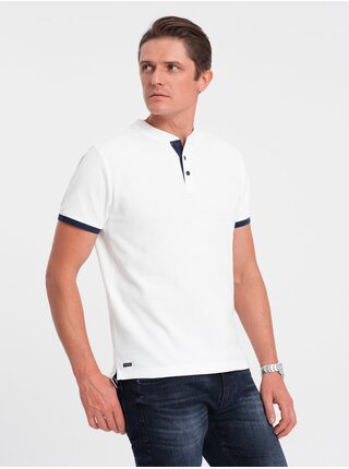 Bílé pánské polo tričko Ombre Clothing