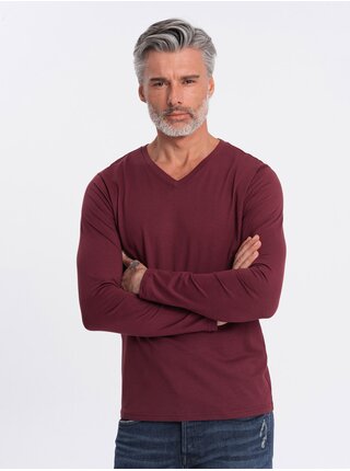 Vínové pánské basic tričko Ombre Clothing