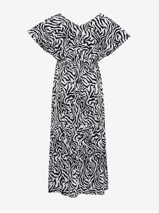 Černo-bílé dámské letní šaty se zvířecím vzorem ALPINE PRO Graana