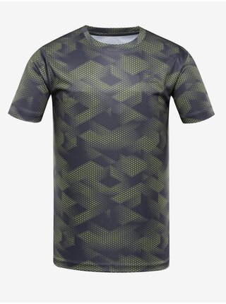 Šedo-zelené pánské vzorované sportovní tričko ALPINE PRO Quatr