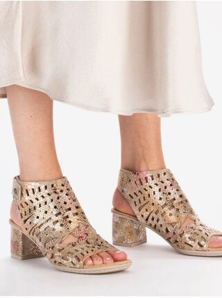 Hnedé dámske sandálky na podpätku Rieker