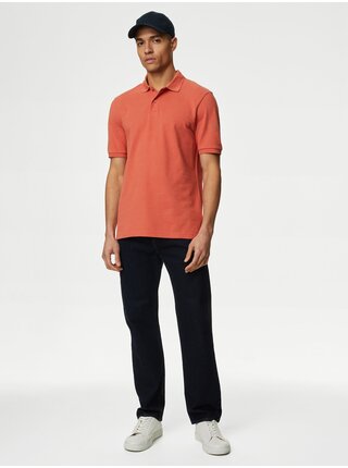 Oranžové pánské polo tričko z čisté bavlny Marks & Spencer