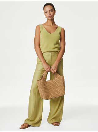 Zelené dámské pletené tílko s vysokým podílem bavlny Marks & Spencer