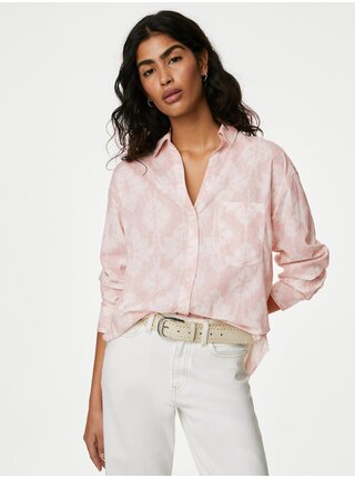 Světle růžová dámská vzorovaná košile Marks & Spencer 