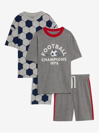 Sada dvoch chlapčenských pyžám v sivej farbe s futbalovým motívom Marks & Spencer
