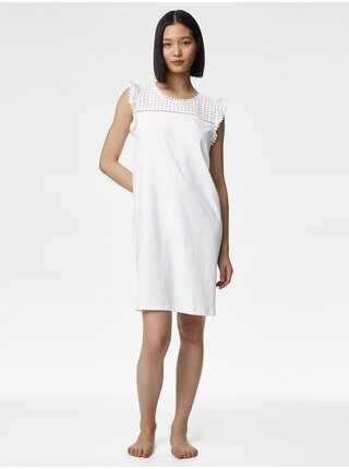 Bílá dámská noční košile s volánky Marks & Spencer 