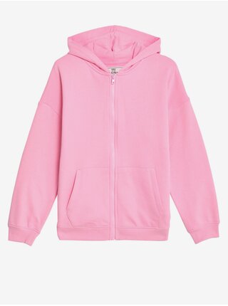 Růžová holčičí mikina na zip s kapucí Marks & Spencer 