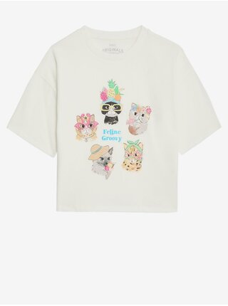 Krémové dievčenské tričko s potlačou Marks & Spencer