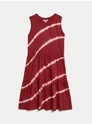 Červené dámske vzorované šaty s volánom Marks & Spencer