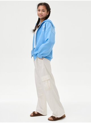 Svetlomodrá dievčenská mikina na zips s kapucňou Marks & Spencer