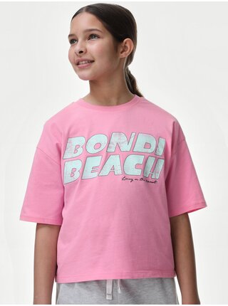Ružové dievčenské tričko s nápisom Marks & Spencer