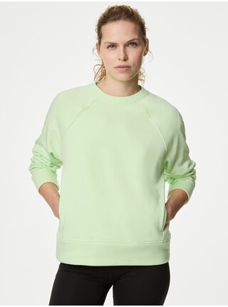 Zelená dámska mikina ku krku s vysokým podielom bavlny Marks & Spencer