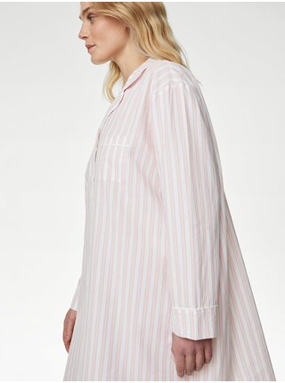 Světle růžová dámská pruhovaná noční košile Marks & Spencer   