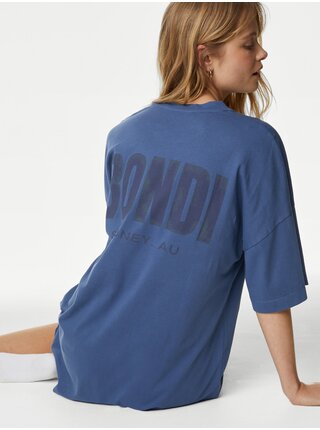 Modré dámské tričko volného střihu Marks & Spencer