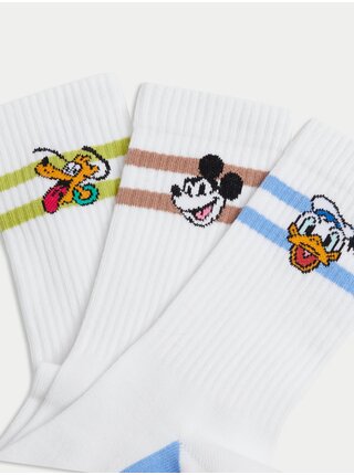 Súprava troch párov detských ponožiek s motívom Disney v bielej farbe Marks & Spencer