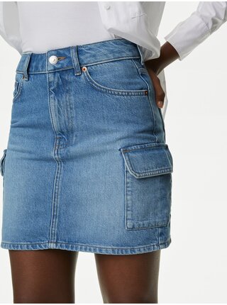 Modrá dámska kapsáčová džínsová sukňa Marks & Spencer