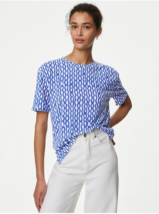 Modré dámske vzorované voľné tričko Marks & Spencer