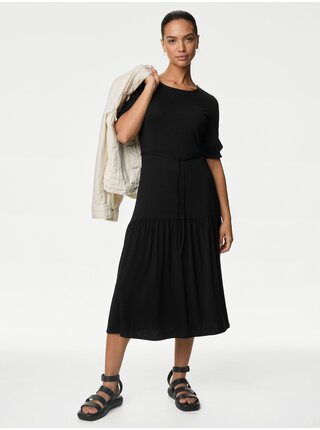 Čierne dámske šaty so zaväzovaním Marks & Spencer