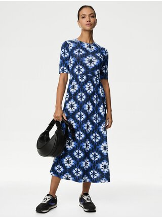 Modré dámské žerzejové midi šaty Marks & Spencer