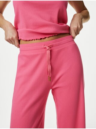 Ružové dámske rebrované pyžamové nohavice Marks & Spencer