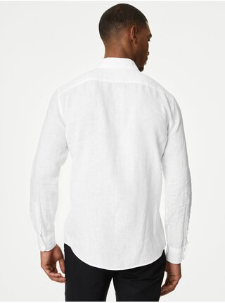 Bílá pánská lněná košile Marks & Spencer   