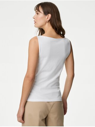 Biele dámske tielko s vysokým podielom bavlny Marks & Spencer