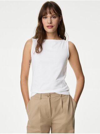 Biele dámske tielko s vysokým podielom bavlny Marks & Spencer